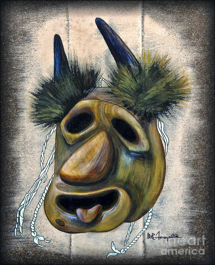 Buffalo Mask Painting by Walt Foegelle