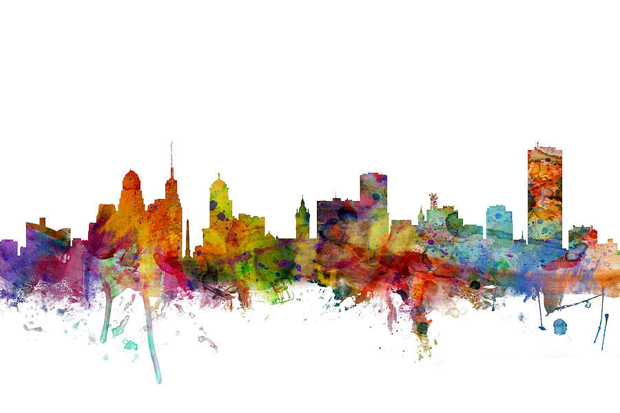 Buffalo New York Skyline Digital Art by Michael Tompsett