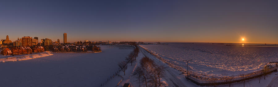 Buffalo Skyline Photograph - Buffalo New York Winter Sunset by Chris Bordeleau