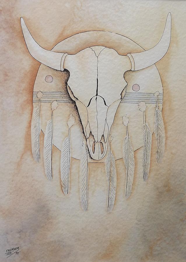 Buffalo Shield Painting by Richard Faulkner