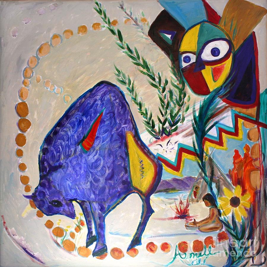 Western Painting - Buffalo Spirit by Avonelle Kelsey Western Painting - Buffalo Spirit by Avonelle Kelsey
