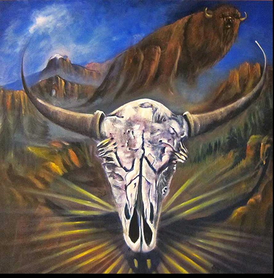 Buffalo Spirit  Painting by Sherry Strong