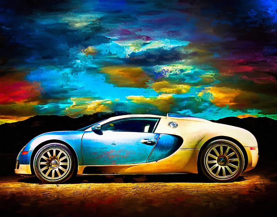 Bugatti Art Landscape Painting by Andres Ramos