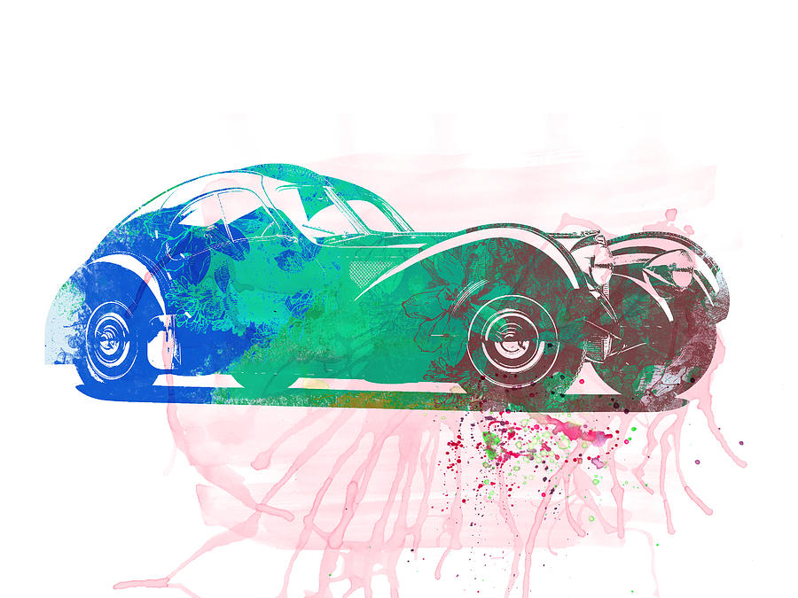 Car Painting - Bugatti Atlantic Watercolor 1 by Naxart Studio