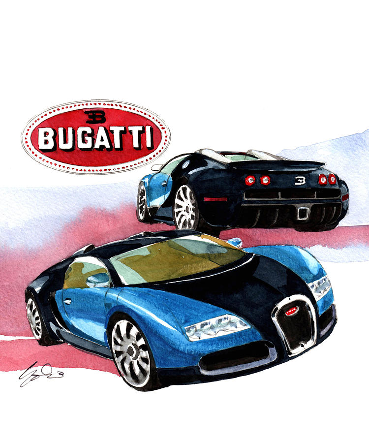 Bugatti Beyron Painting by Yoshiharu Miyakawa