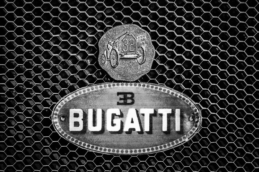 Bugatti Emblem -0903bw Photograph by Jill Reger
