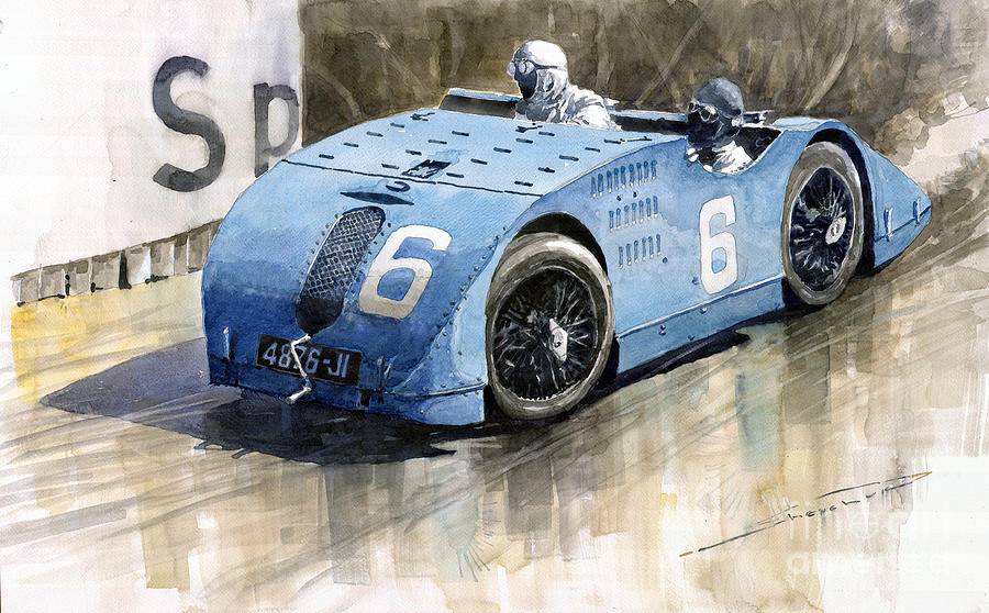 Transportation Painting - Bugatti Type 32 Tank 1923 French GP  by Yuriy Shevchuk
