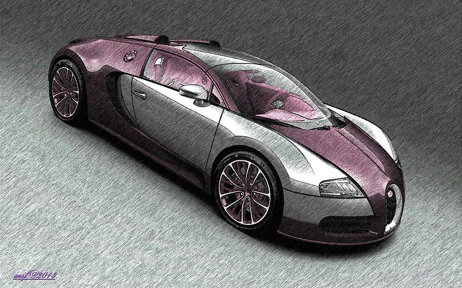 Bugatti Drawing - Bugatti Veyron by Maciek Froncisz