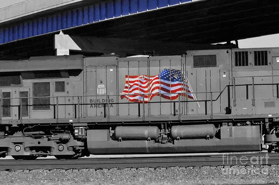 Train Painting - Building America Union Pacific by Liane Wright
