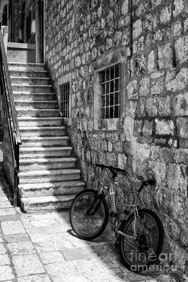 Building and Bike BW Photograph by Timothy Hacker