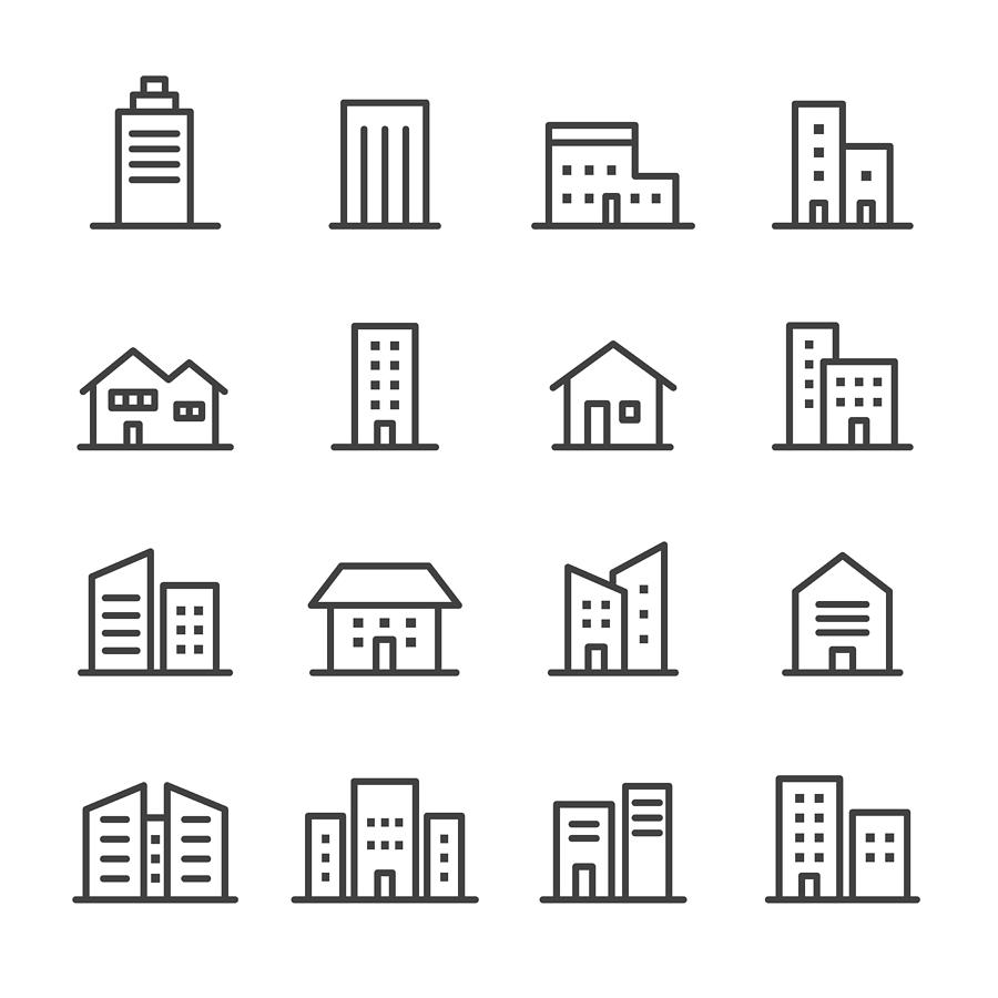 Building Icons - Line Series Drawing by -victor-