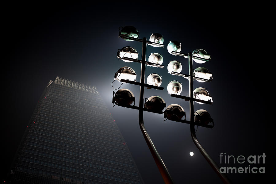 Lamp Photograph - Building lighting on Skyscraper by Fototrav Print