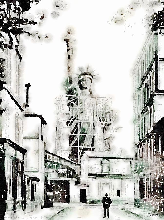 Statue Of Liberty Painting - Building of the  statue of Liberty Bartholdi 1879 by HELGE Art Gallery