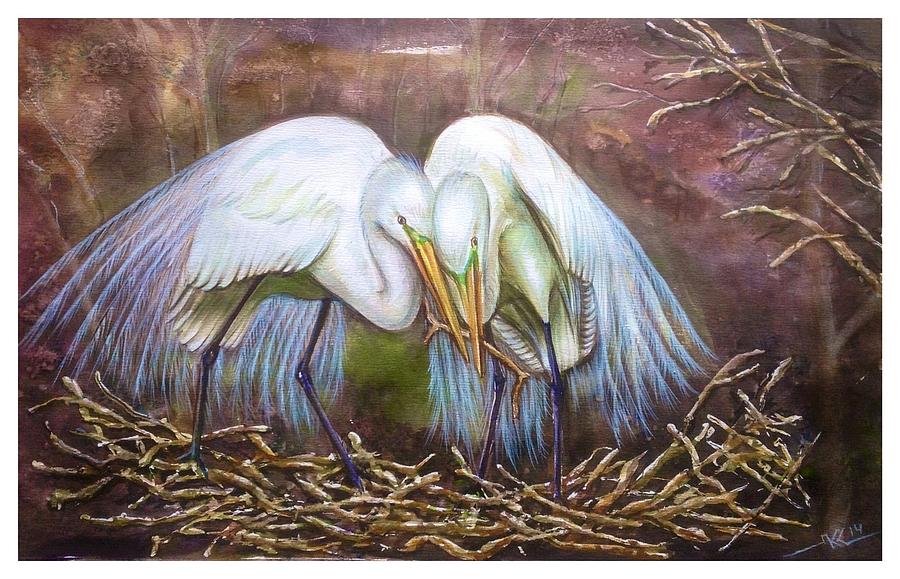Building the nest Painting by Katerina Kovatcheva