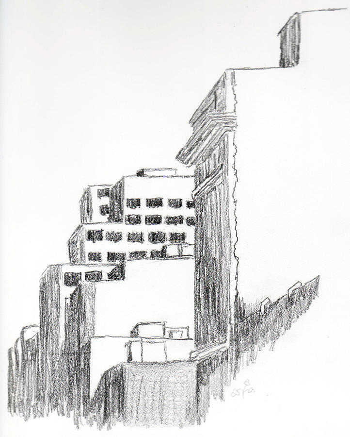 Buildings Along Ste. Catherine Drawing by Duane Gordon