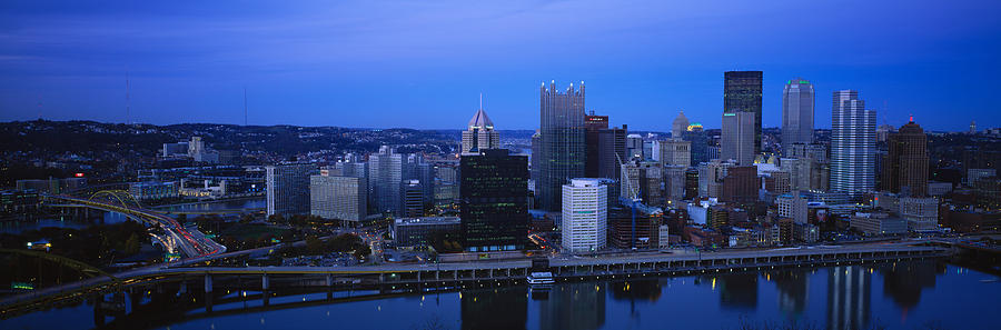 Pittsburgh Photograph - Buildings In A City At Dusk by Panoramic Images