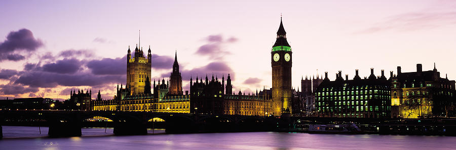Buildings Lit Up At Dusk, Big Ben Photograph by Panoramic Images