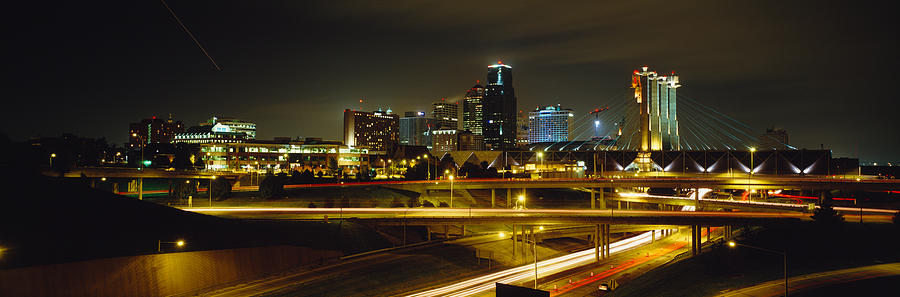 Buildings Lit Up At Night, Kansas City Photograph by Panoramic Images