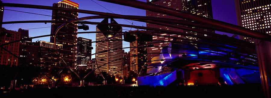 Architecture Photograph - Buildings Lit Up At Night, Millennium by Panoramic Images