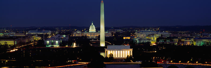 Buildings Lit Up At Night, Washington Photograph by Panoramic Images