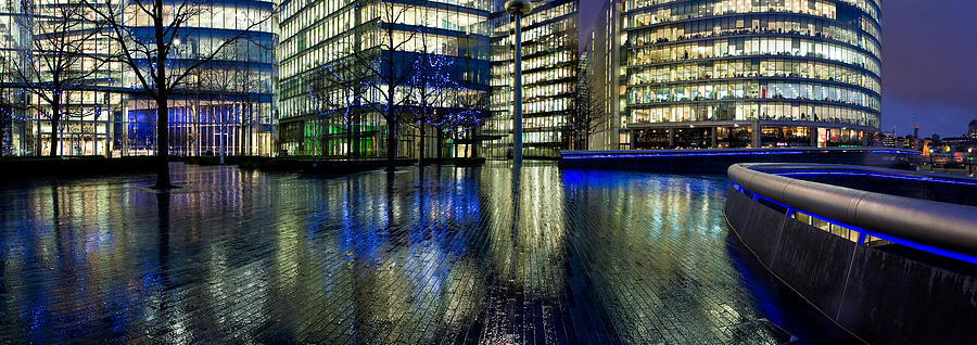 Buildings Near City Hall Lit Photograph by Panoramic Images