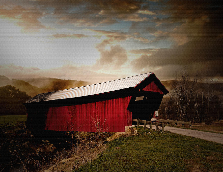 Covered Bridge Photograph - Built with wood pegs by Randall Branham