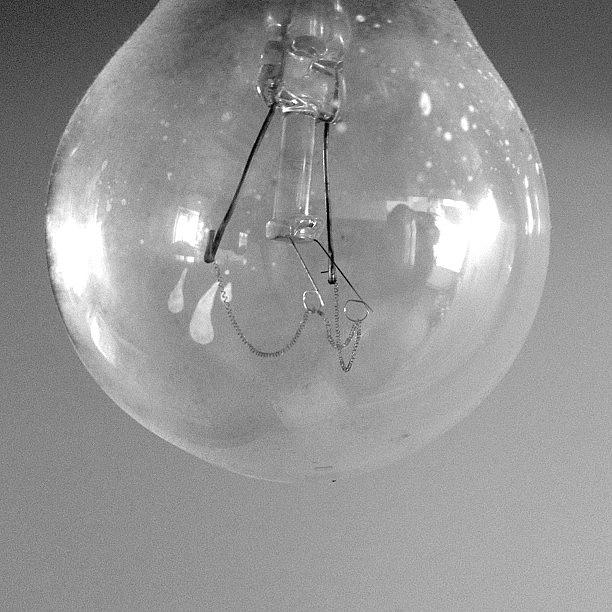 Bulb Photograph - #bulb #iphone #light #bw #4s by Jan Kratochvil