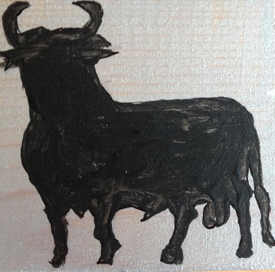 Bull - silver Painting by Roger Cummiskey