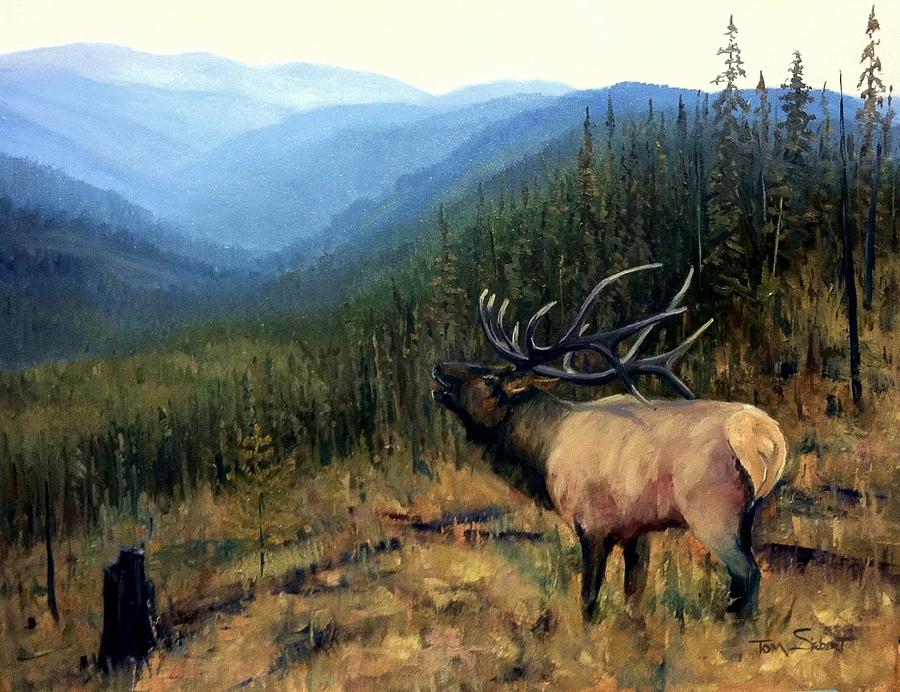 Shoshone County Painting - Bull Elk - St. Joe River by Tom Siebert
