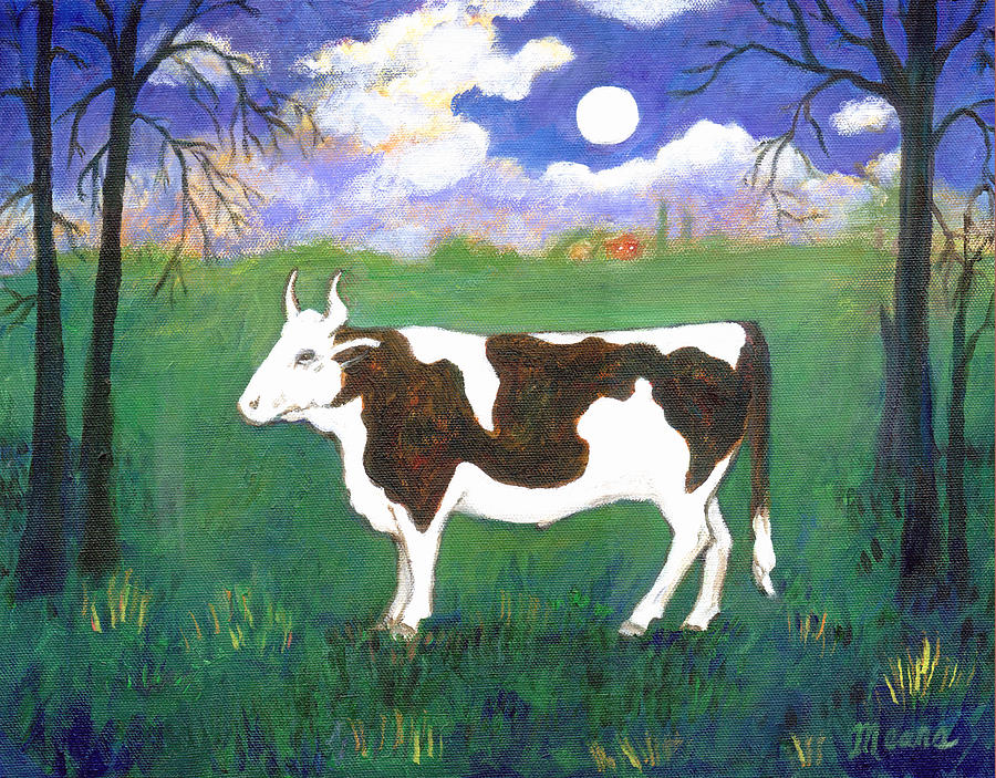 Bull Painting - Bull in Moonlight by Linda Mears