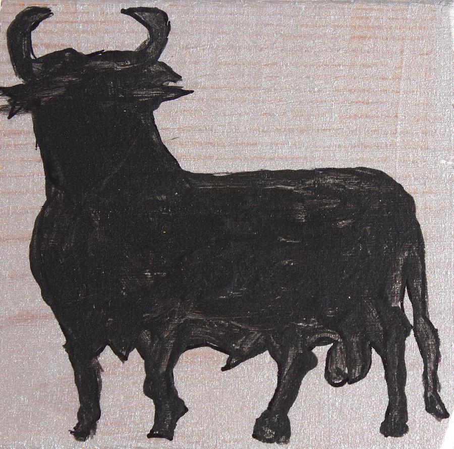 Bull on Silver  Painting by Roger Cummiskey