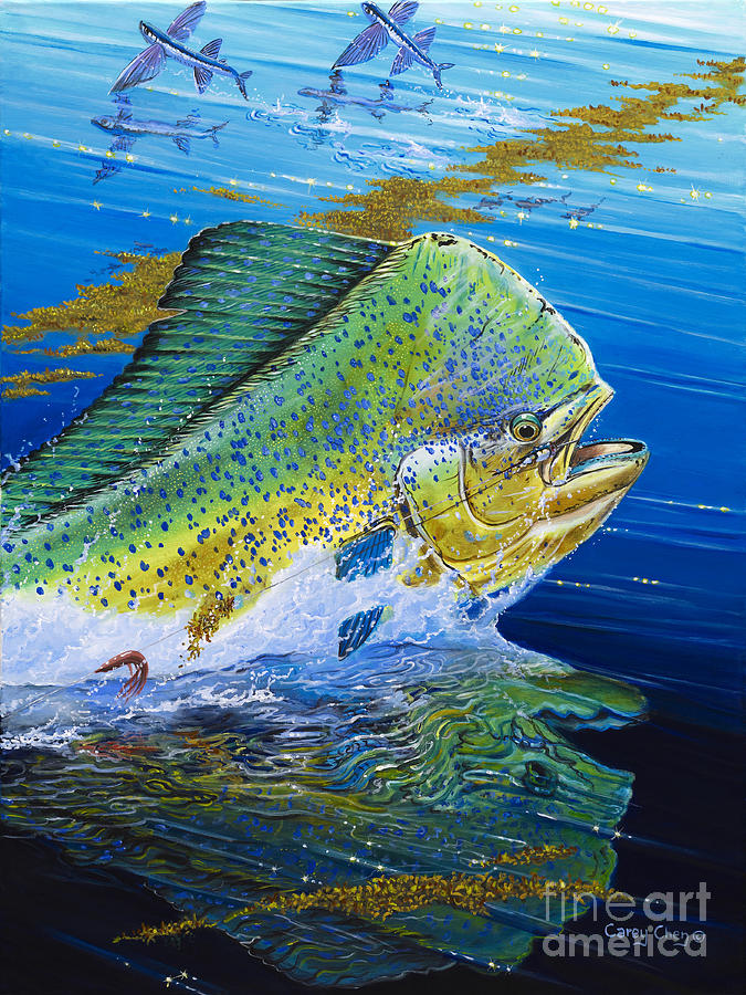 Fish Painting - Bull Reflection Off0032 by Carey Chen