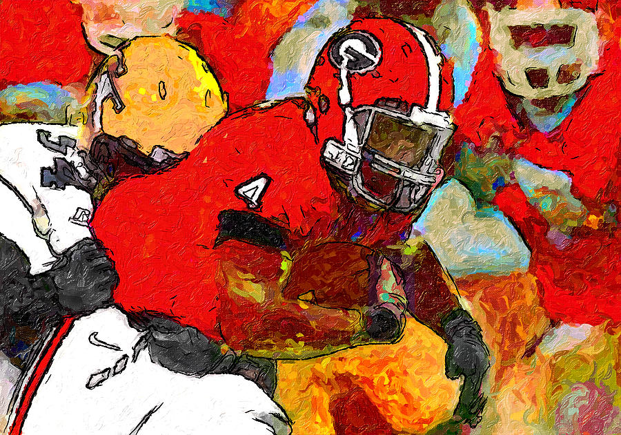 Football Painting - Bulldog Back by John Farr