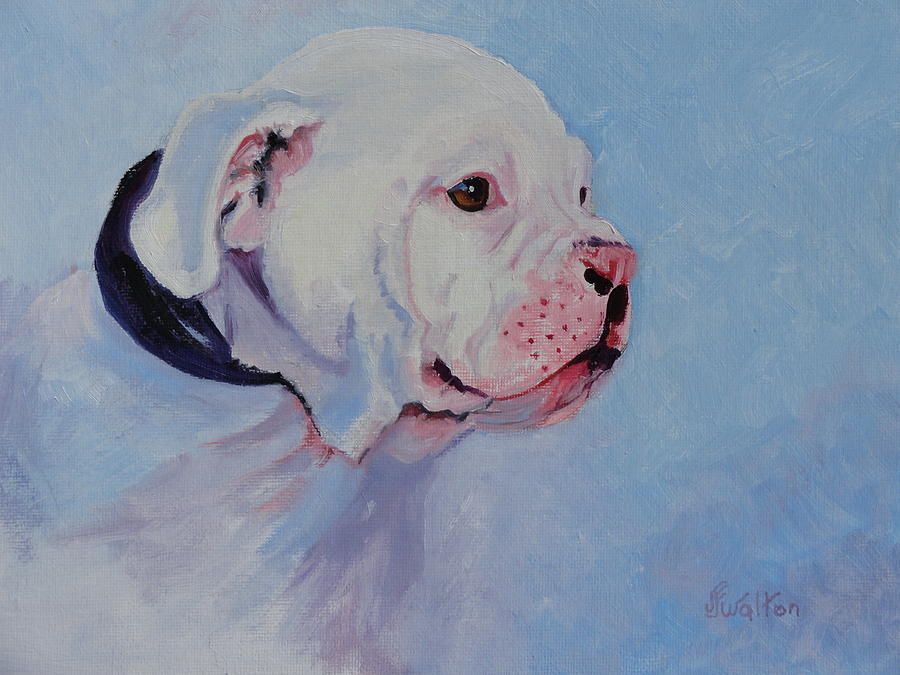 Bulldog Pup Painting by Judy Fischer Walton