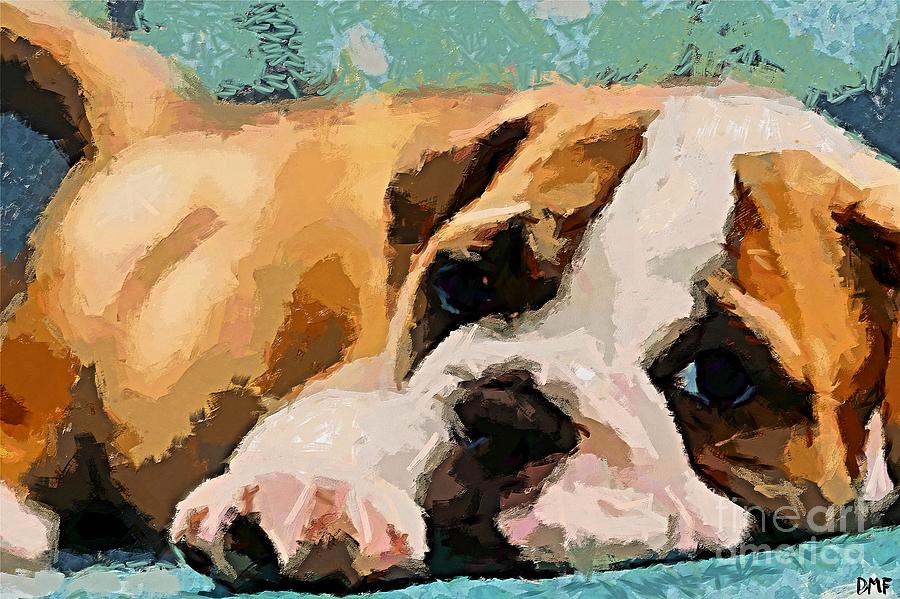 Bulldog Puppy Painting by Dragica  Micki Fortuna