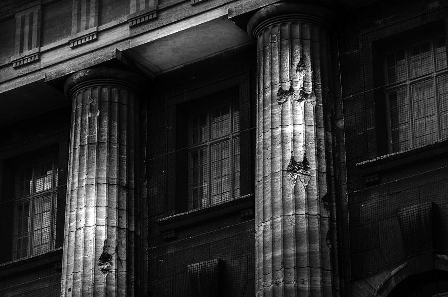 Bullet Holes In Columns Of The Pergamon Museum - Berlin Germany Photograph