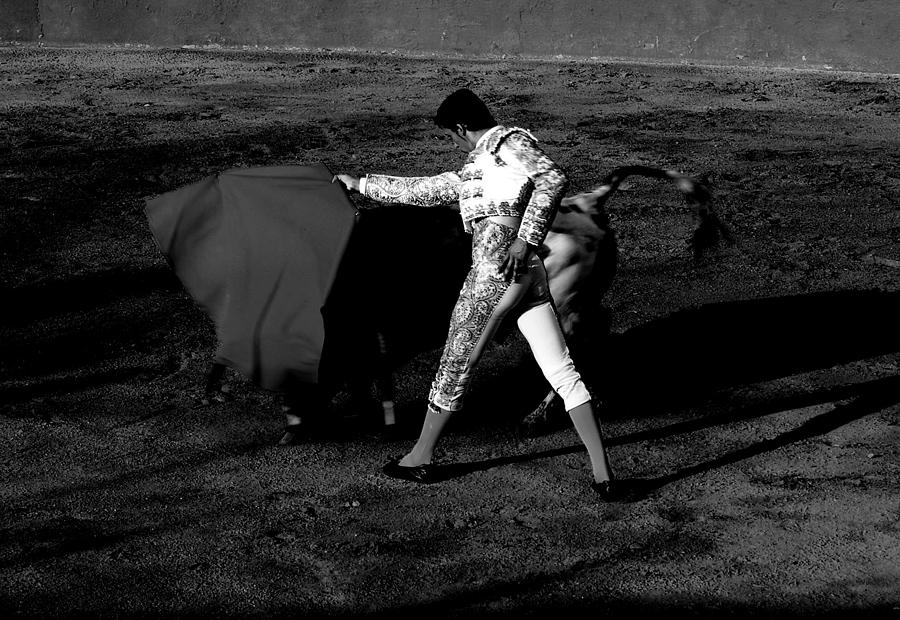 Bullfight in Mijas Spain Black/White Photograph by Jacqueline M Lewis