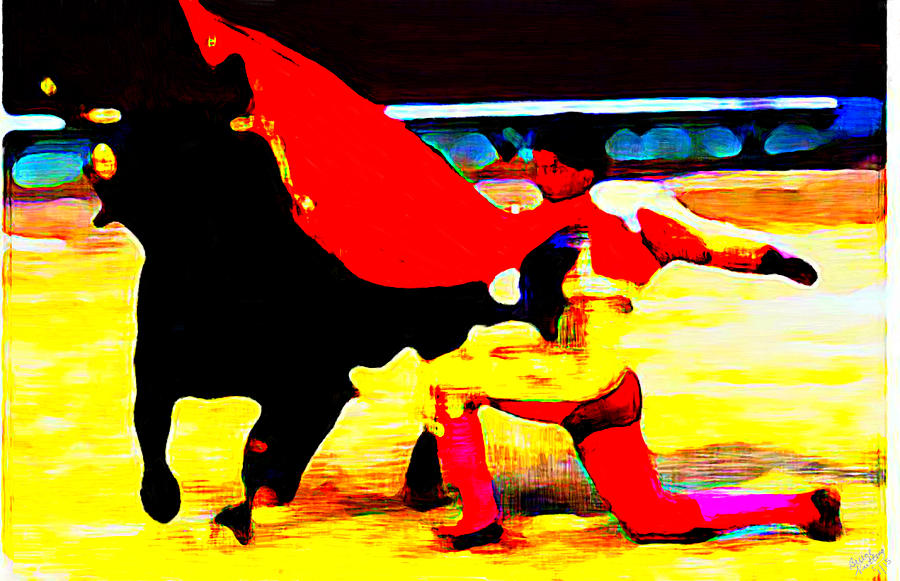 Bullfighting in Water Color Painting by Bruce Nutting