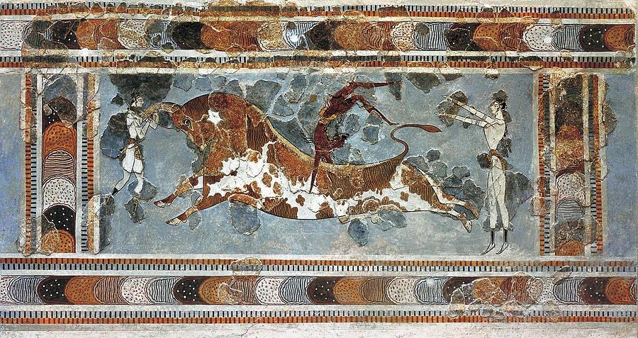 Bullfighting Scene. Ca. 1500 Bc. Fresco Photograph by Everett - Fine ...