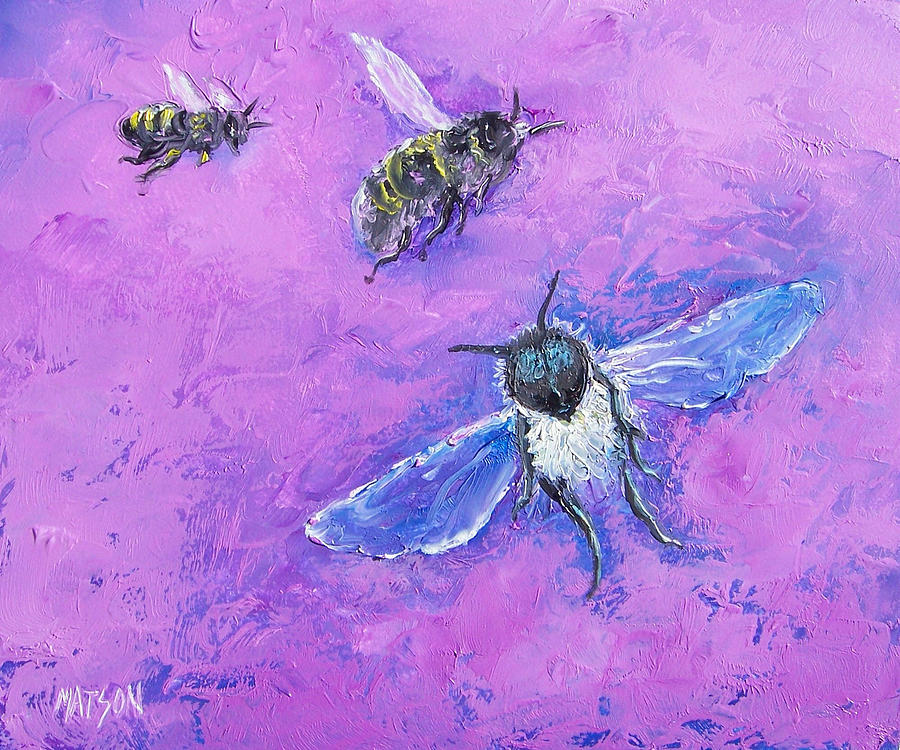 Bumble Bees Painting by Jan Matson