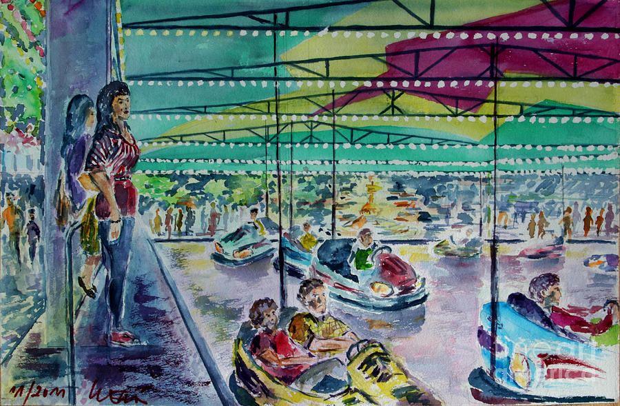 Bumper Car Ride Painting by Almo M