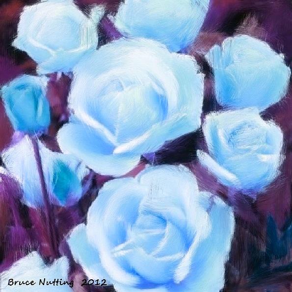 Bunch of Light Blue Roses Painting by Bruce Nutting