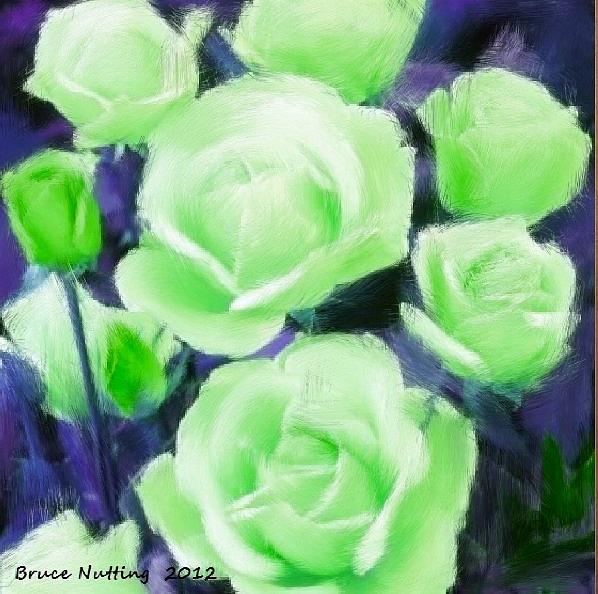 Bunch of Light Green Roses Painting by Bruce Nutting