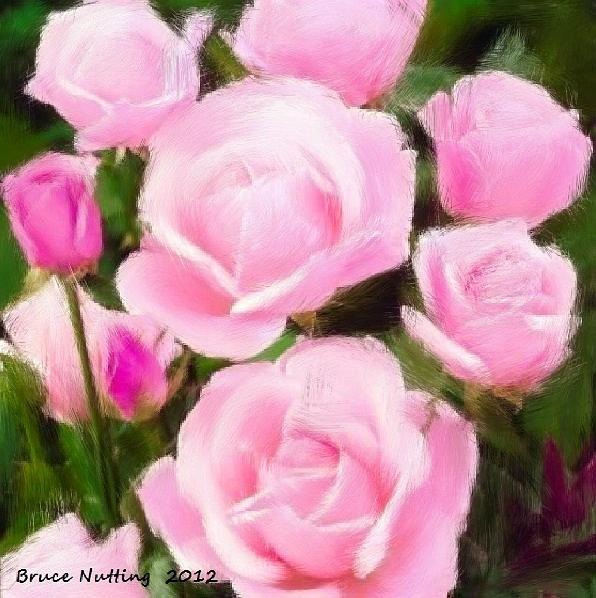 Bunch of Light Pink Roses Painting by Bruce Nutting