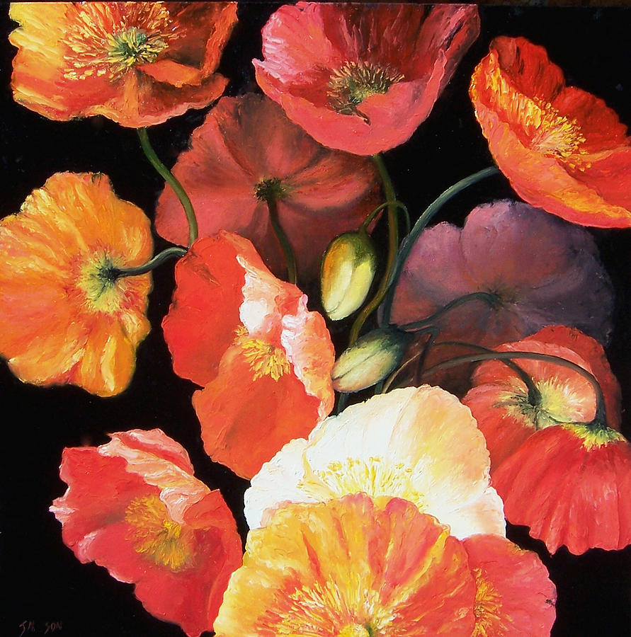 Bunch of Poppies Painting by Jan Matson