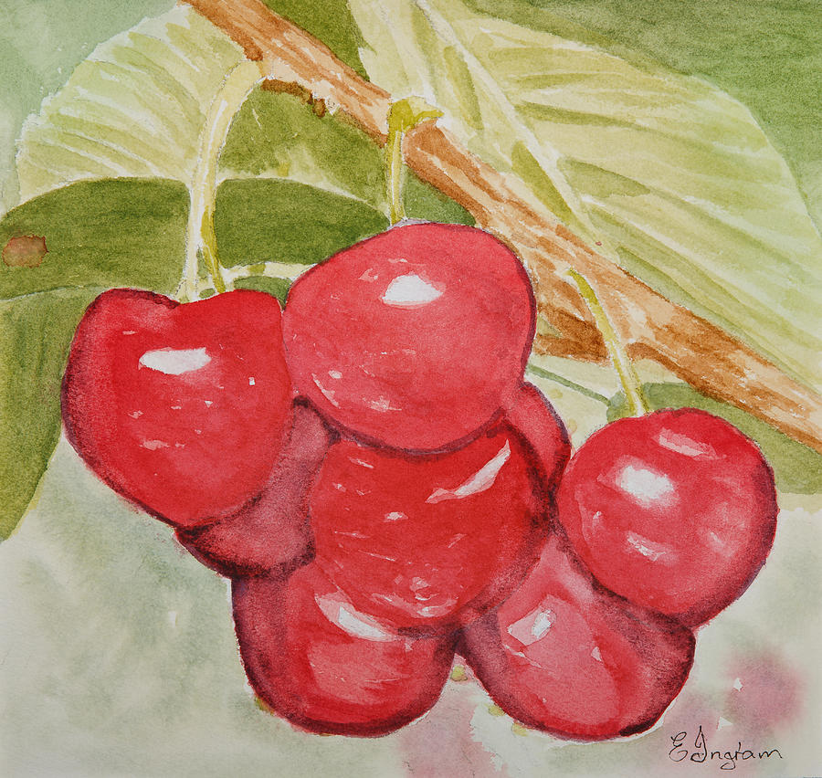 Bunch of Red Cherries Painting by Elvira Ingram