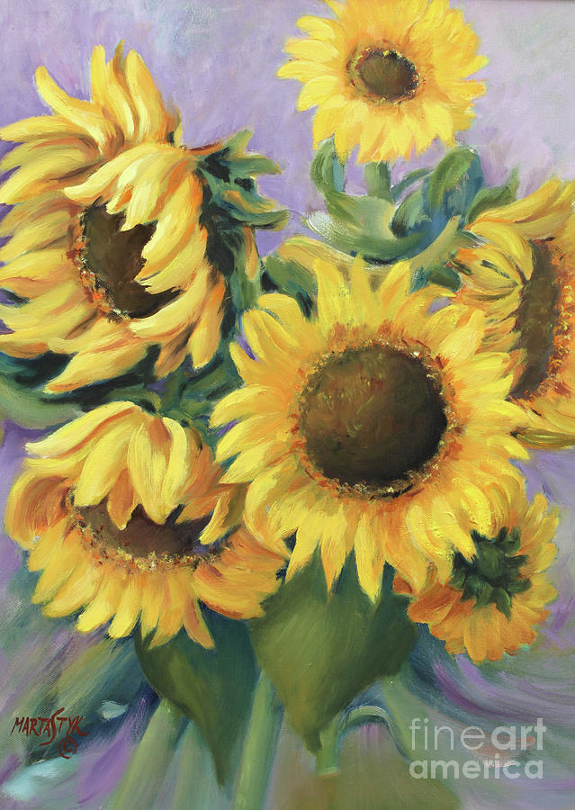 Bunch of Sunflowers Painting by Marta Styk