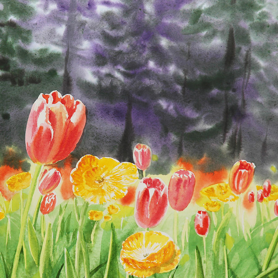 Flower Painting - Bunch Of Tulips I by Irina Sztukowski