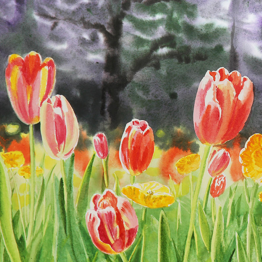 Bunch Of Tulips III Painting by Irina Sztukowski