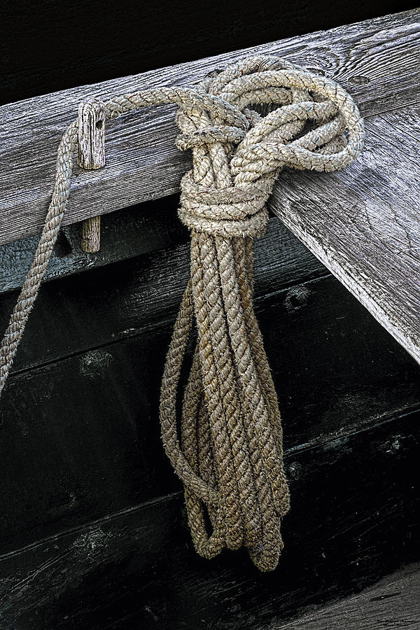 Bundled Rope in Fishing Boat Photograph by Marty Saccone